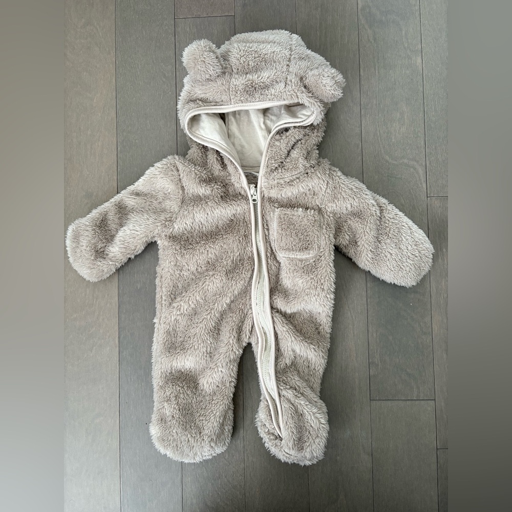 Cozy Gray Fleece Baby Onesie